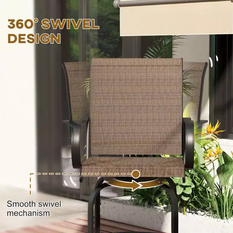 Set of 2 Outdoor Swivel Bar Stools with 360° Swivel and Bar Height Design