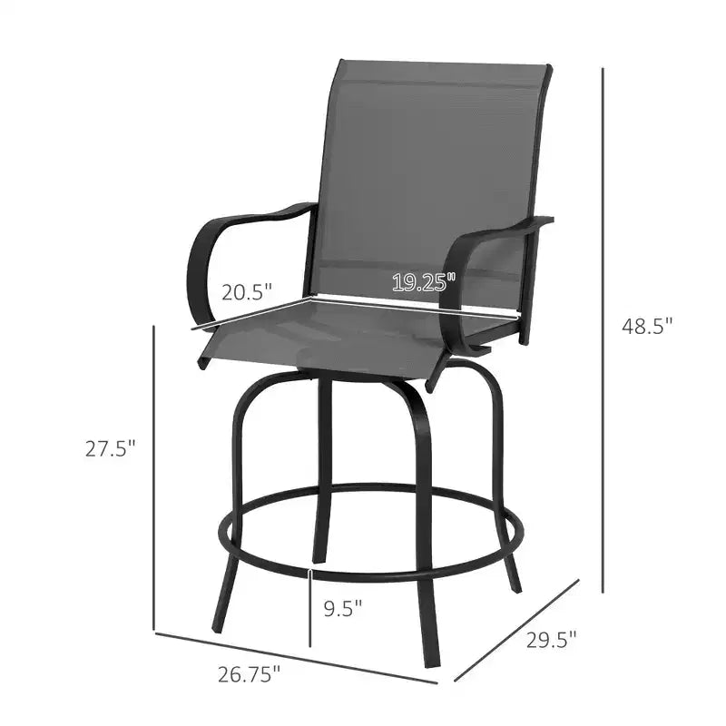 Set of 2 Outdoor Swivel Bar Stools with 360° Swivel and Bar Height Design