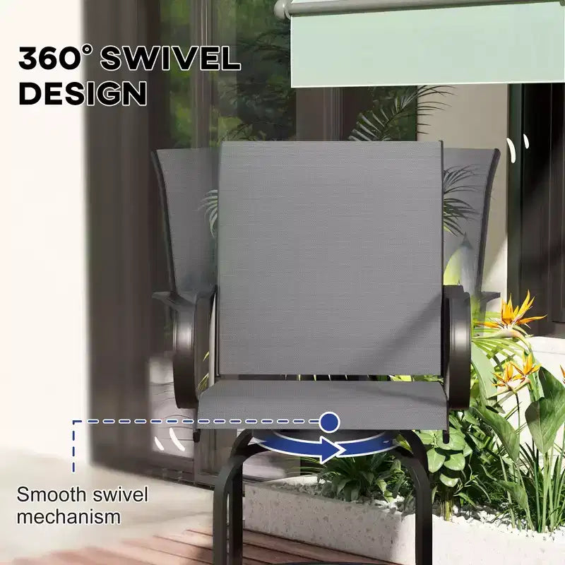 Set of 2 Outdoor Swivel Bar Stools with 360° Swivel and Bar Height Design