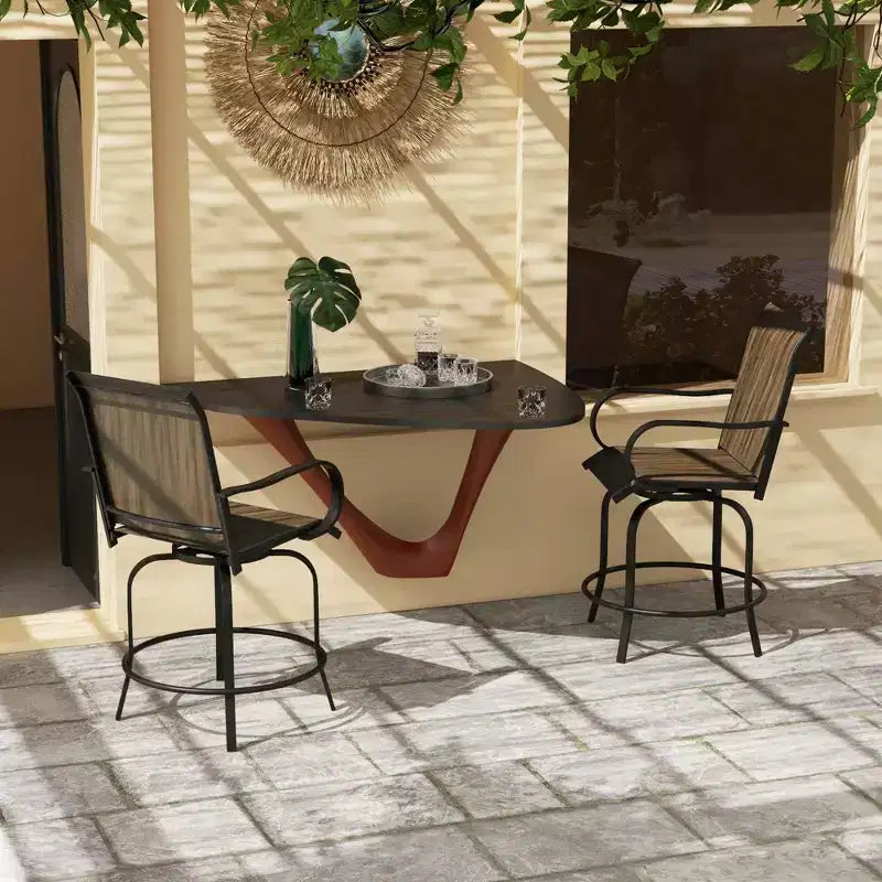 Set of 2 Outdoor Swivel Bar Stools with 360° Swivel and Bar Height Design