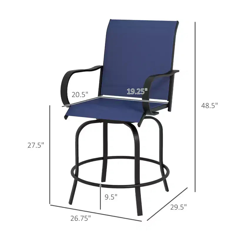 Set of 2 Outdoor Swivel Bar Stools with 360° Swivel and Bar Height Design