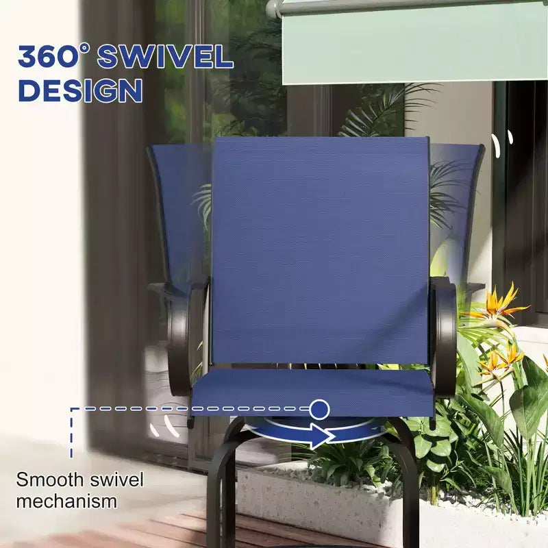 Set of 2 Outdoor Swivel Bar Stools with 360° Swivel and Bar Height Design