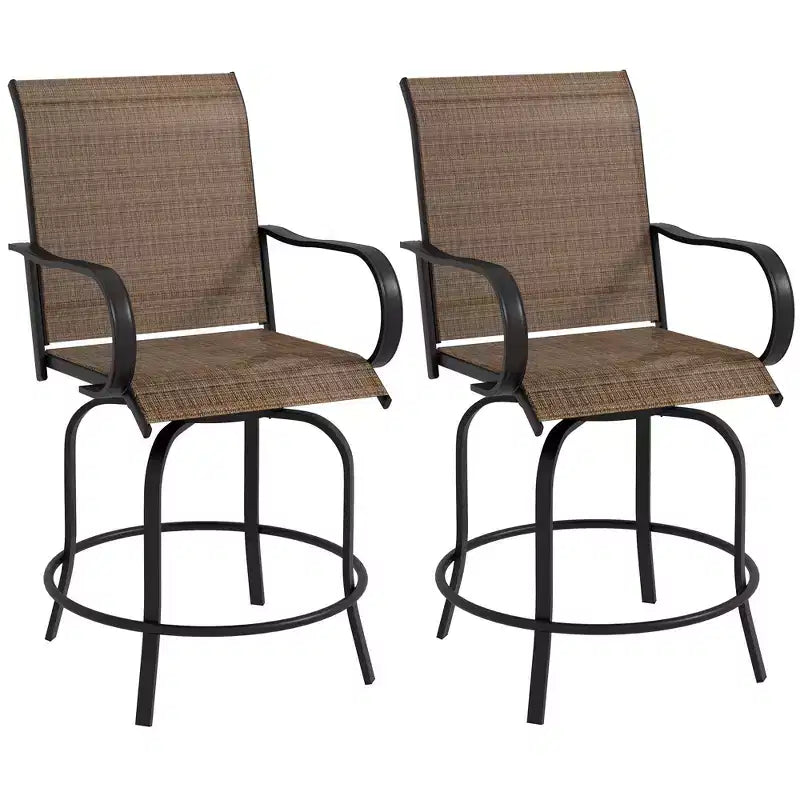 Set of 2 Outdoor Swivel Bar Stools with 360° Swivel and Bar Height Design