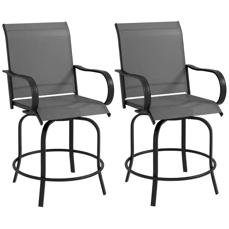 Set of 2 Outdoor Swivel Bar Stools with 360° Swivel and Bar Height Design