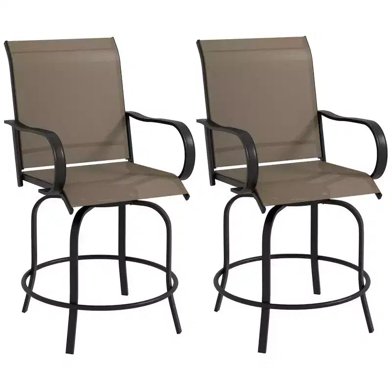 Set of 2 Outdoor Swivel Bar Stools with 360° Swivel and Bar Height Design