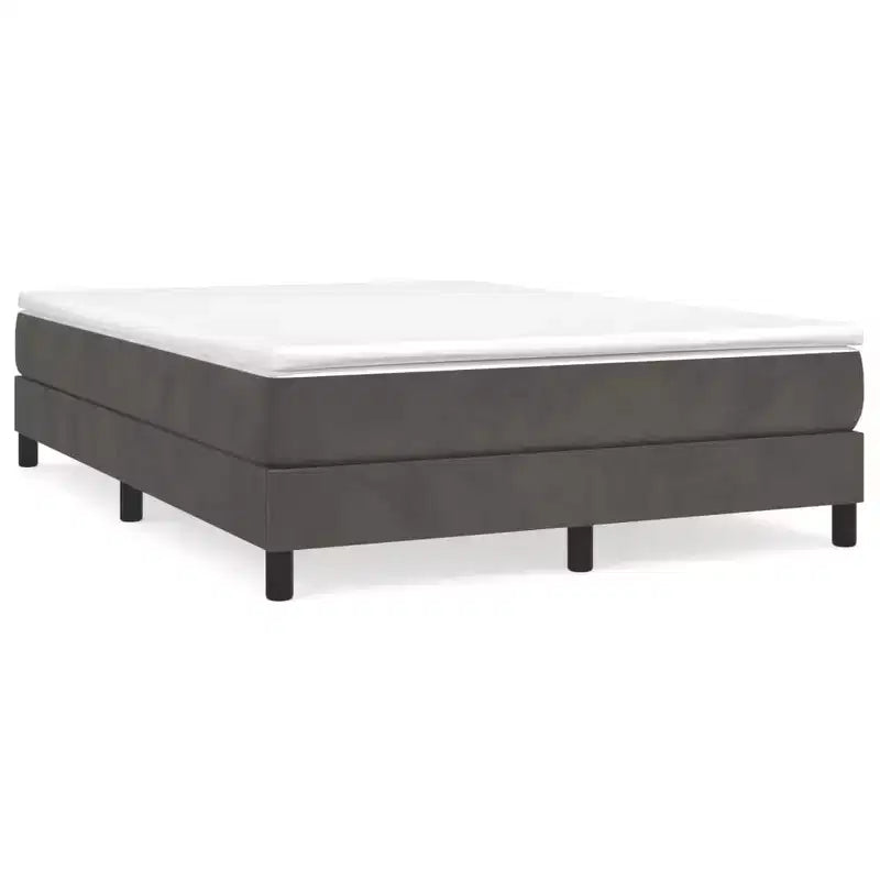 Queen Bed Frame in Dark Grey Velvet with Plywood and Engineered Wood Construction