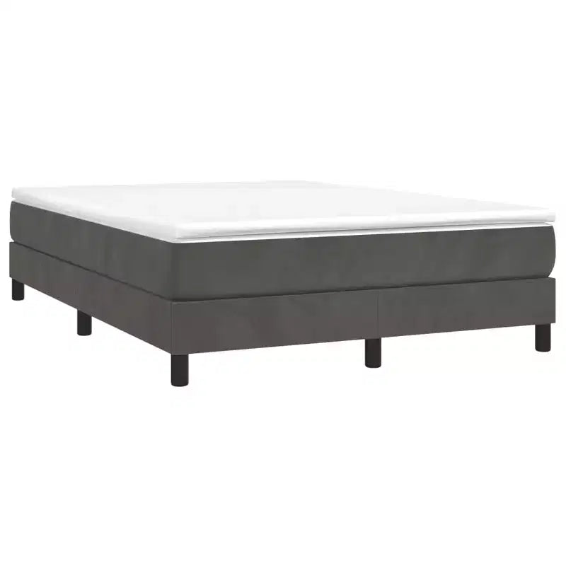 Queen Bed Frame in Dark Grey Velvet with Plywood and Engineered Wood Construction