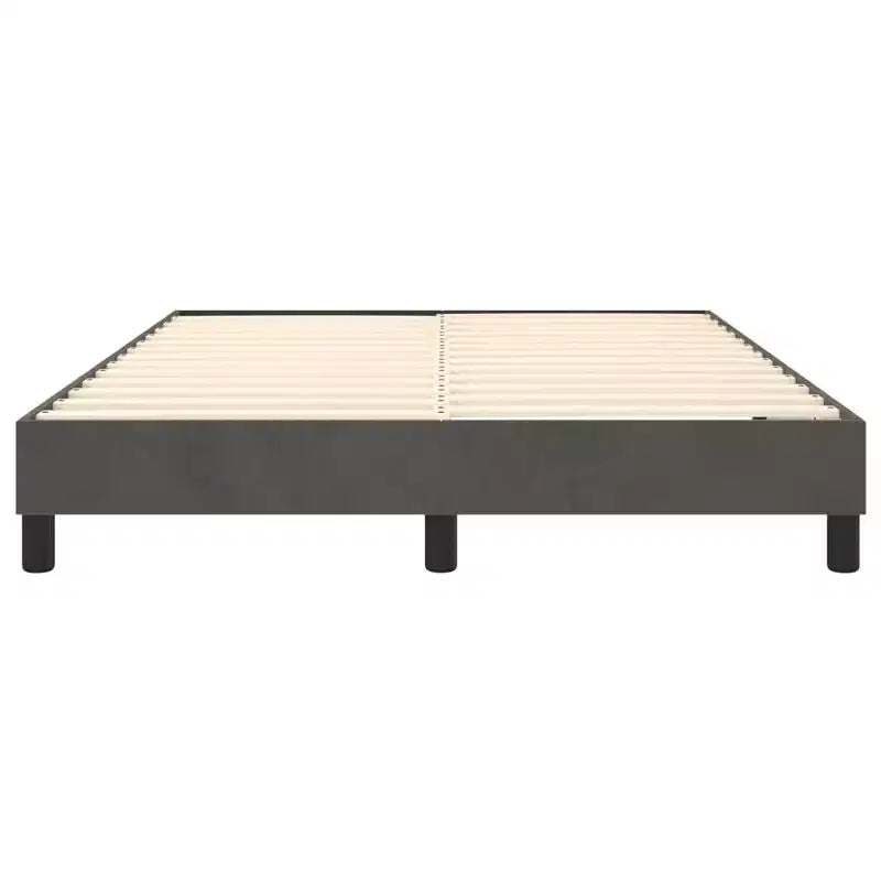Queen Bed Frame in Dark Grey Velvet with Plywood and Engineered Wood Construction
