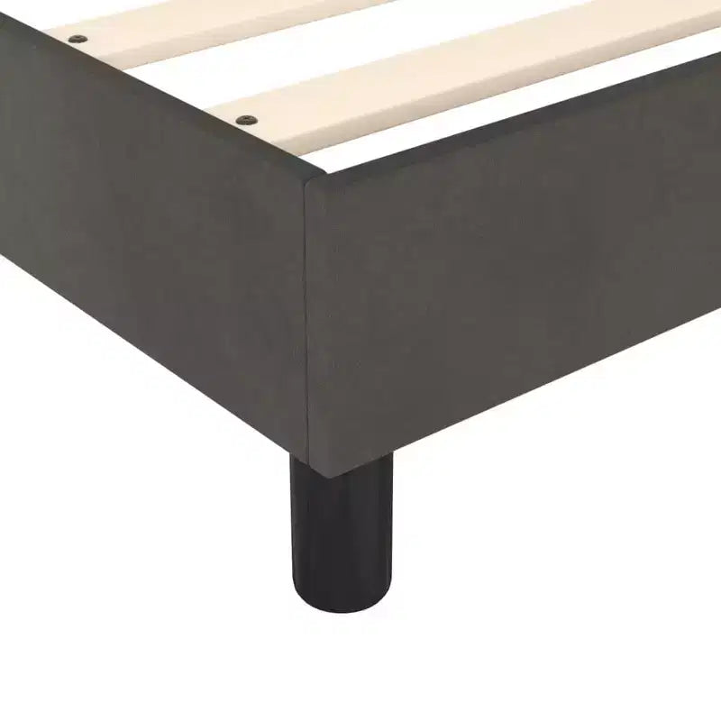 Queen Bed Frame in Dark Grey Velvet with Plywood and Engineered Wood Construction