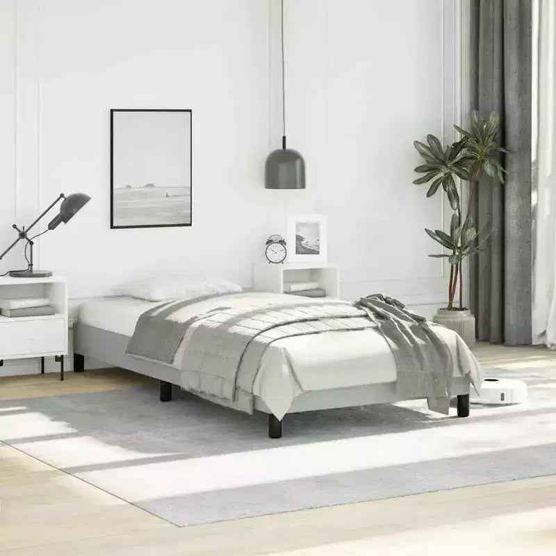 Upholstered Bed Frame, Light Grey