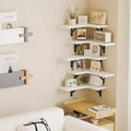 Floating Shelves Wall Rustic Wood Wall Mounted Corner Shelf White Bathroom Kitchen Bedroom Home Decor Laundry Room