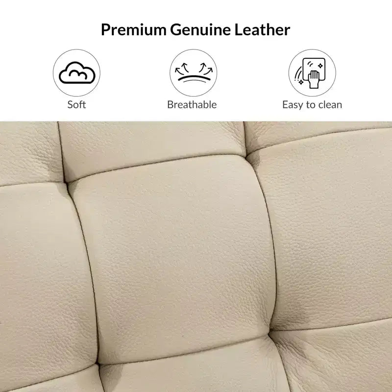 24-Inch Genuine Leather Tufted Square Ottoman with Storage