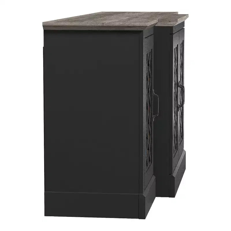 4-Door Accent Sideboard with Mirrored Cut-Out Doors, 60.4"W x 18.2"D x 29.3"H