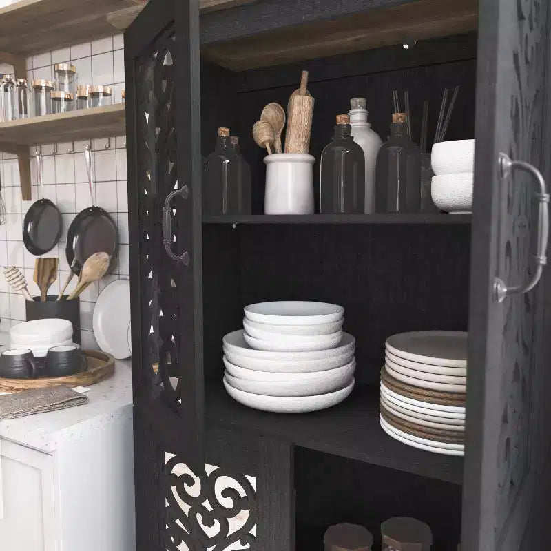 4-Door Kitchen Pantry Cabinet with Adjustable Shelves, 31.4"W x 15.7"D x 63.6"H