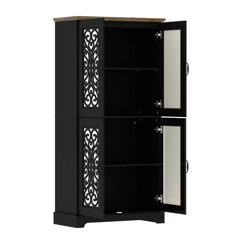4-Door Kitchen Pantry Cabinet with Adjustable Shelves, 31.4"W x 15.7"D x 63.6"H