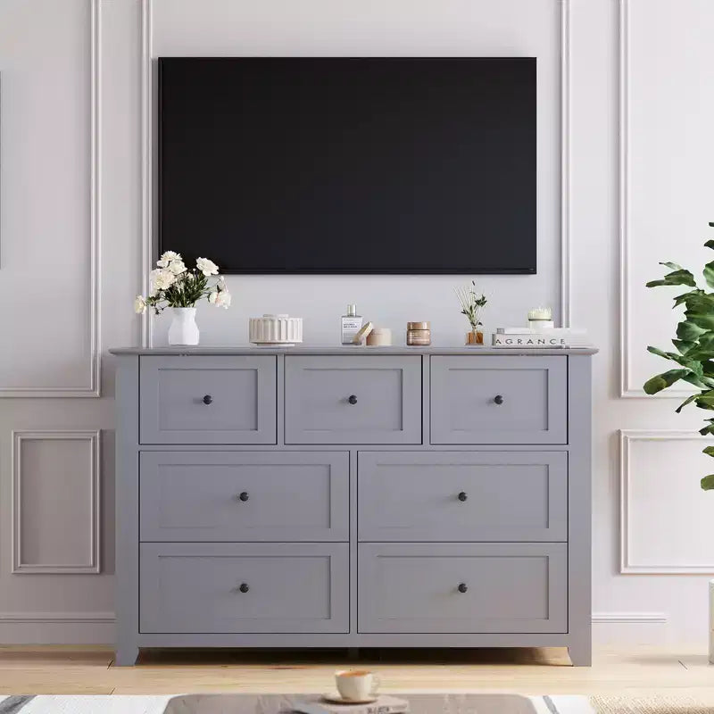 54-Inch 7-Drawer Handleless Dresser for Bedroom with Large Storage, Chest of Drawers and TV Stand for Living Room