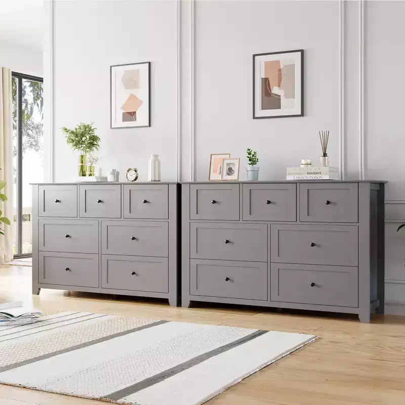 54-Inch 7-Drawer Handleless Dresser for Bedroom with Large Storage, Chest of Drawers and TV Stand for Living Room