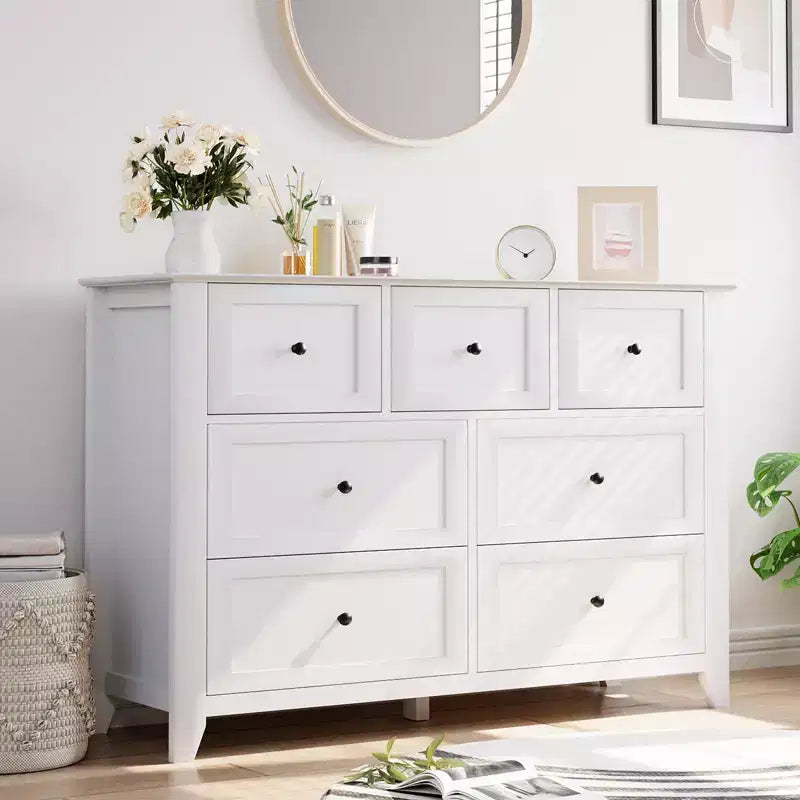 54-Inch 7-Drawer Handleless Dresser for Bedroom with Large Storage, Chest of Drawers and TV Stand for Living Room