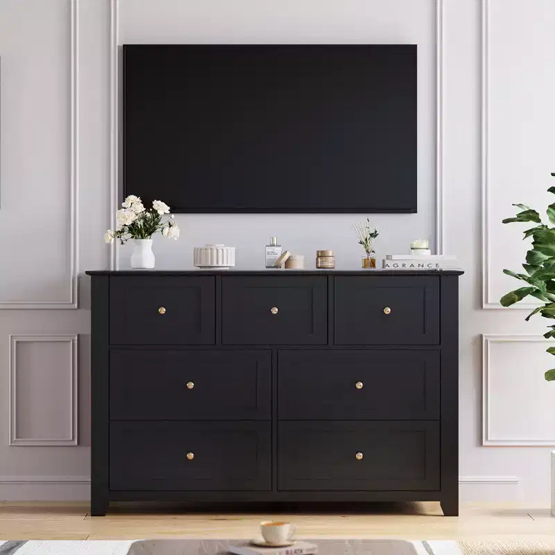 54-Inch 7-Drawer Handleless Dresser for Bedroom with Large Storage, Chest of Drawers and TV Stand for Living Room
