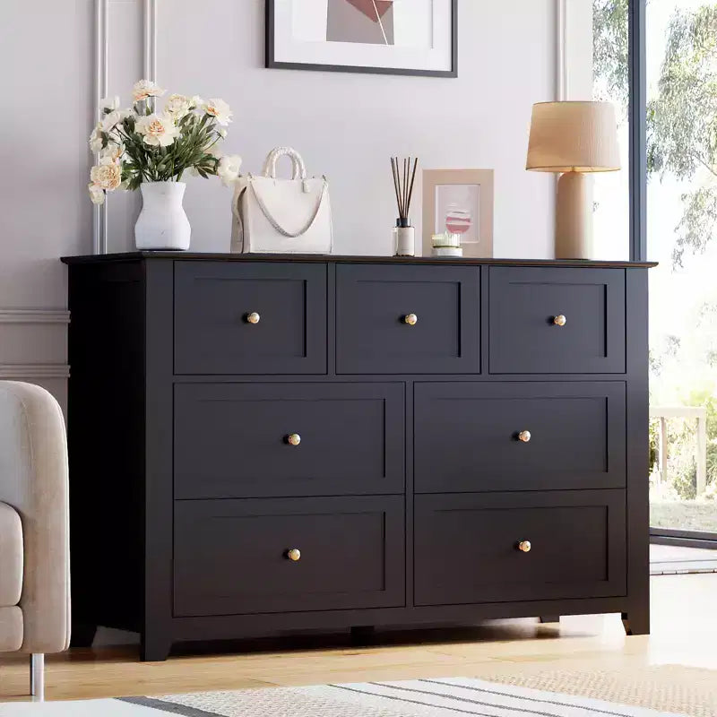 54-Inch 7-Drawer Handleless Dresser for Bedroom with Large Storage, Chest of Drawers and TV Stand for Living Room