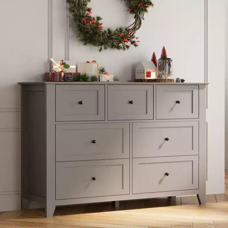 54-Inch 7-Drawer Handleless Dresser for Bedroom with Large Storage, Chest of Drawers and TV Stand for Living Room