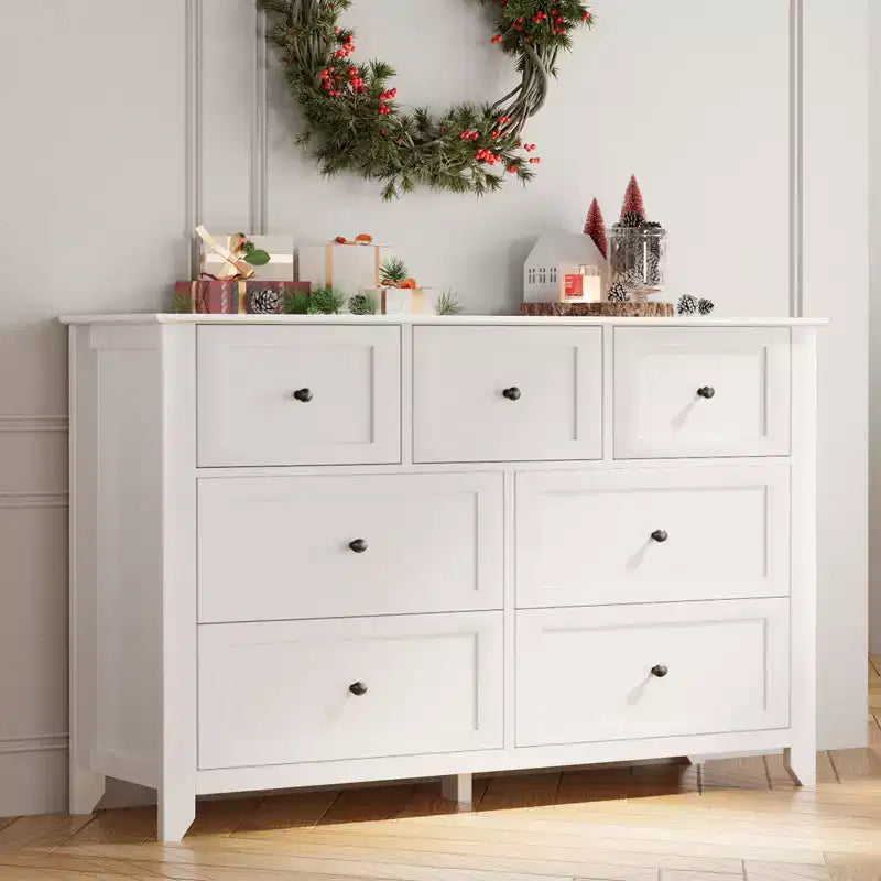 54-Inch 7-Drawer Handleless Dresser for Bedroom with Large Storage, Chest of Drawers and TV Stand for Living Room