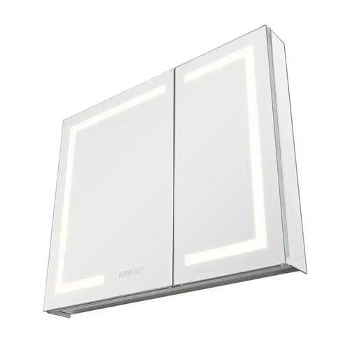 VEVOR Lighted Medicine Cabinet with Mirror,36 x 30 in Recessed or Wall Mount,3 Color Dimmable LED Bathroom Medicine Cabinet with HD Mirror,Clock,White