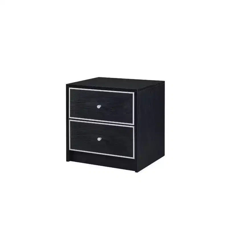 Hampton Style Table with 2 Storage Drawers and Intricate Trimming, Black