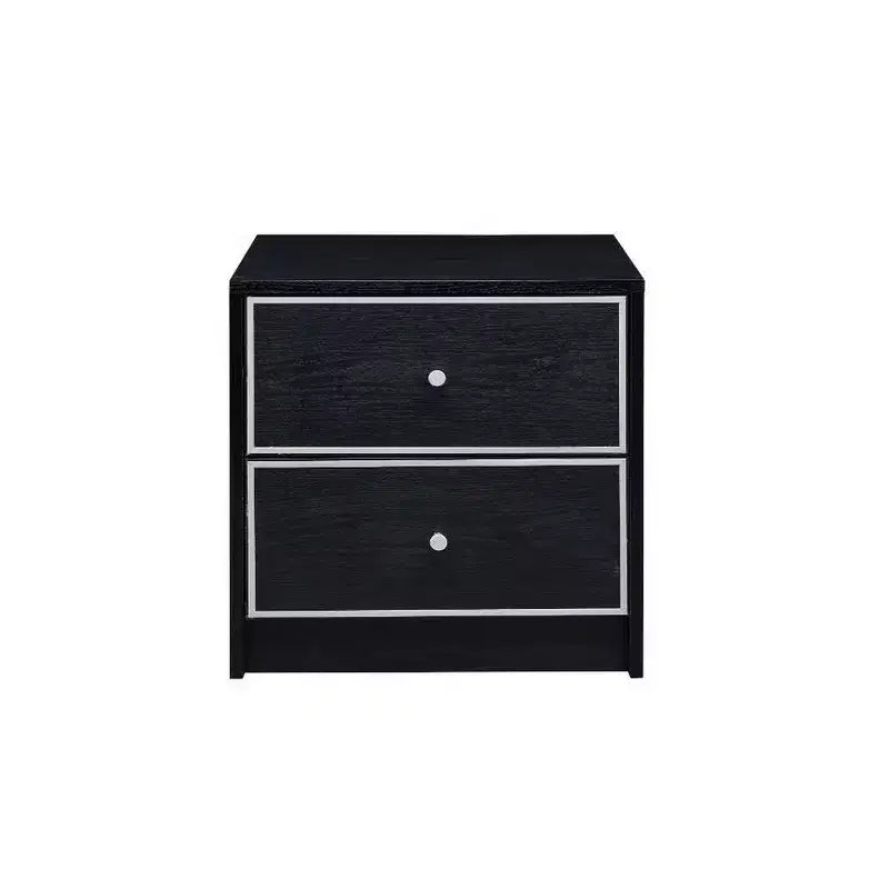 Hampton Style Table with 2 Storage Drawers and Intricate Trimming, Black