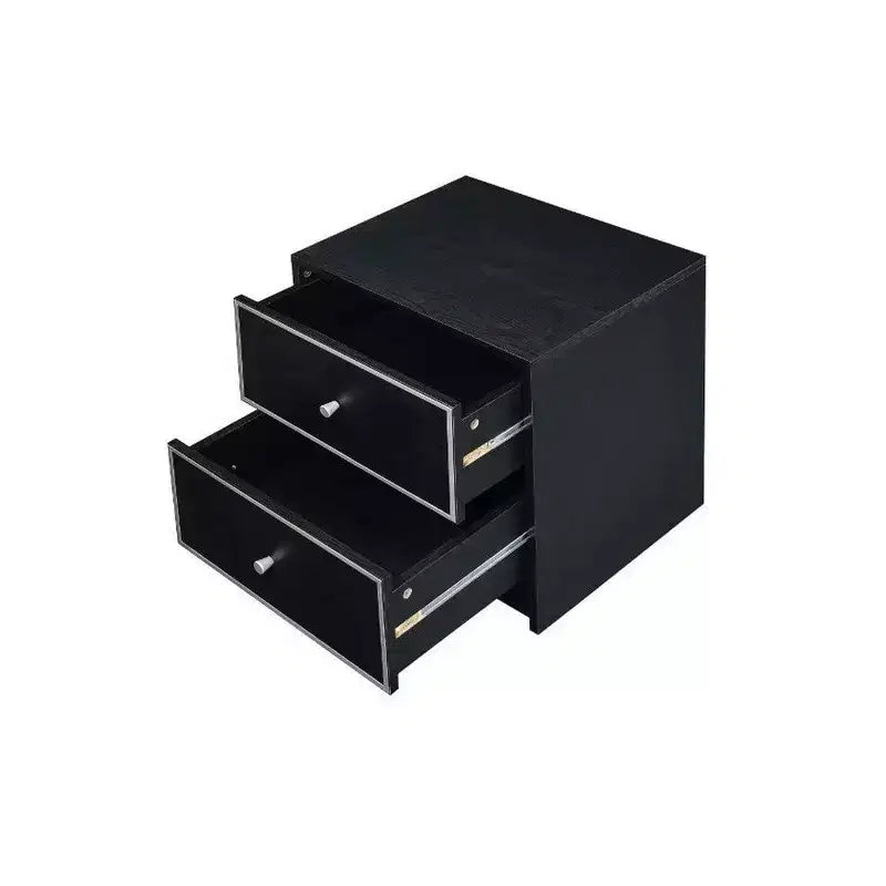 Hampton Style Table with 2 Storage Drawers and Intricate Trimming, Black