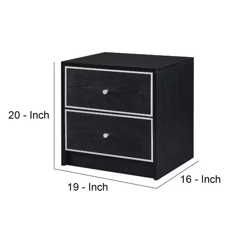 Hampton Style Table with 2 Storage Drawers and Intricate Trimming, Black