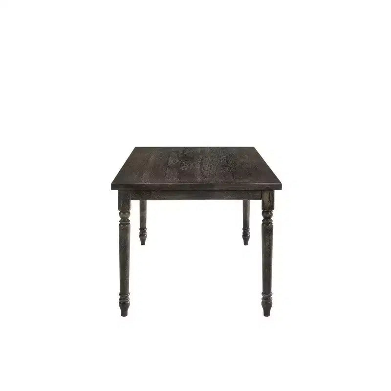 Hampton Style Wooden Dining Table with Rectangular Top and Turned Legs, Gray