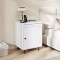 Mid-Century Modern Nightstand with Door and Heavy-Duty Metal Legs for Bedroom
