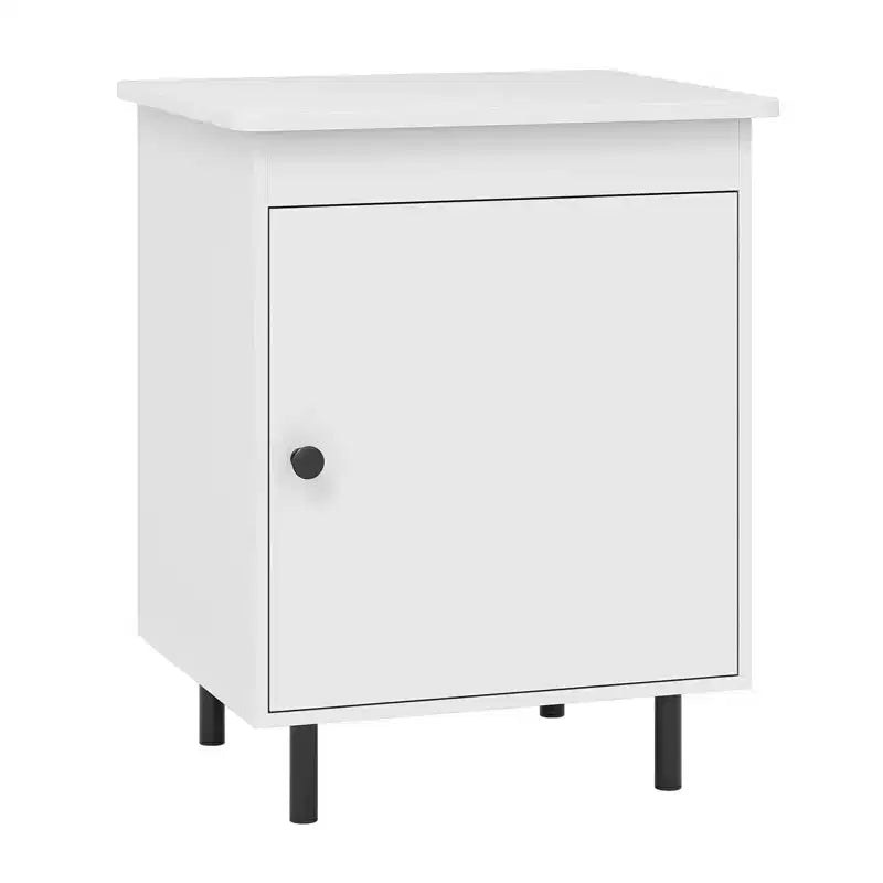 Mid-Century Modern Nightstand with Door and Heavy-Duty Metal Legs for Bedroom