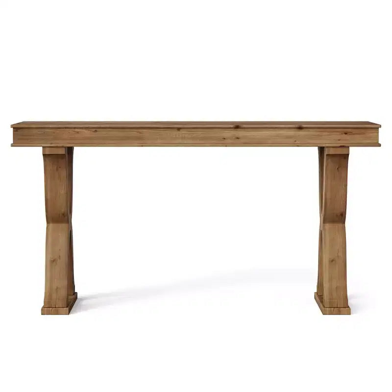 63-Inch Solid Wood Farmhouse Console Table with X-Shaped Legs for Entryway, Hallway, or Living Room