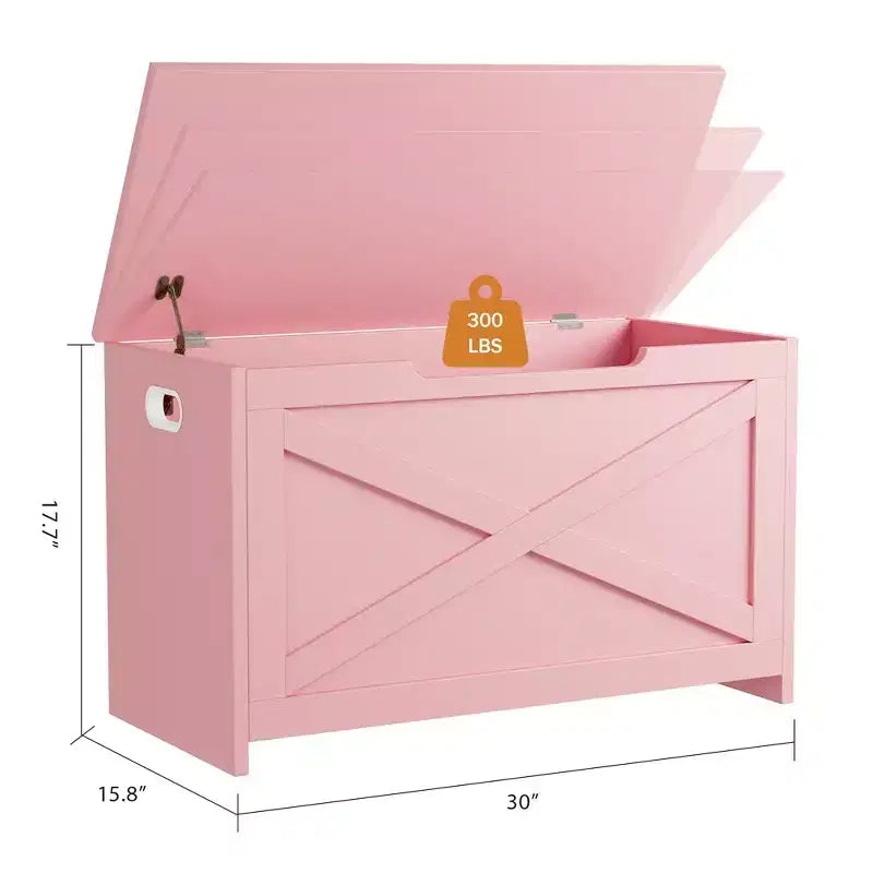 30-Inch Wooden Storage Bench with Safety Hinge and Large Shoe Storage Chest