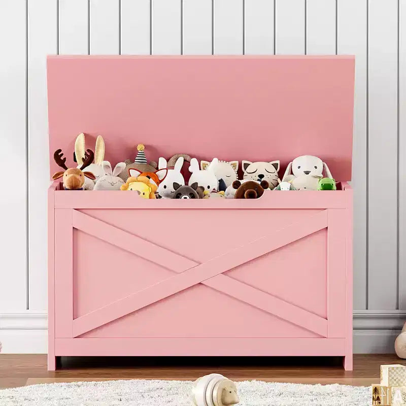 30-Inch Wooden Storage Bench with Safety Hinge and Large Shoe Storage Chest