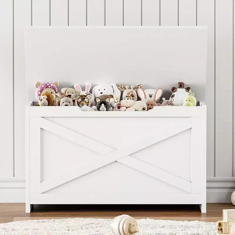 30-Inch Wooden Storage Bench with Safety Hinge and Large Shoe Storage Chest