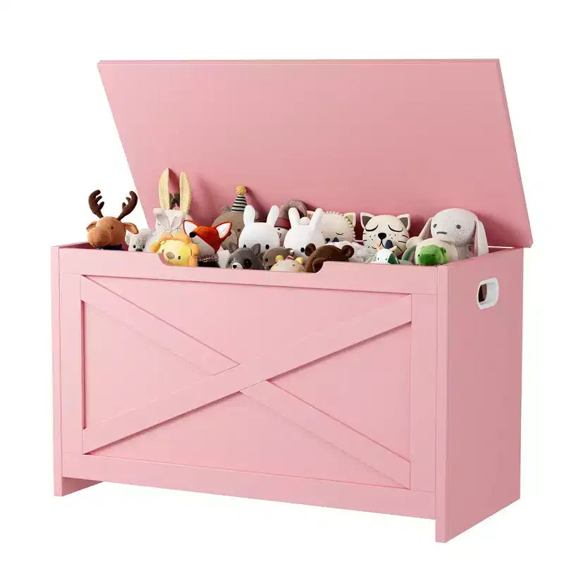 30-Inch Wooden Storage Bench with Safety Hinge and Large Shoe Storage Chest