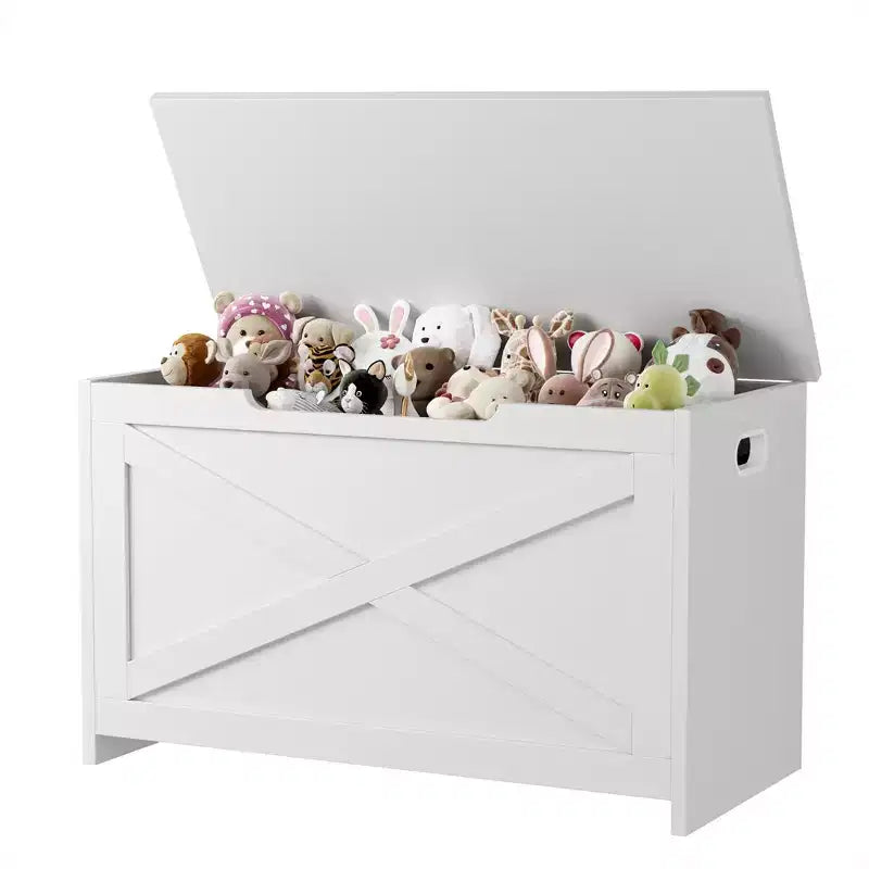 30-Inch Wooden Storage Bench with Safety Hinge and Large Shoe Storage Chest
