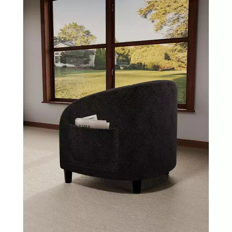 Velvet Accent Barrel Chair, Upholstered Club Chair with Armrests and Soft Padded Seat for Living Room, Bedroom, or Study