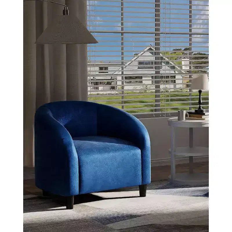 Velvet Accent Barrel Chair, Upholstered Club Chair with Armrests and Soft Padded Seat for Living Room, Bedroom, or Study