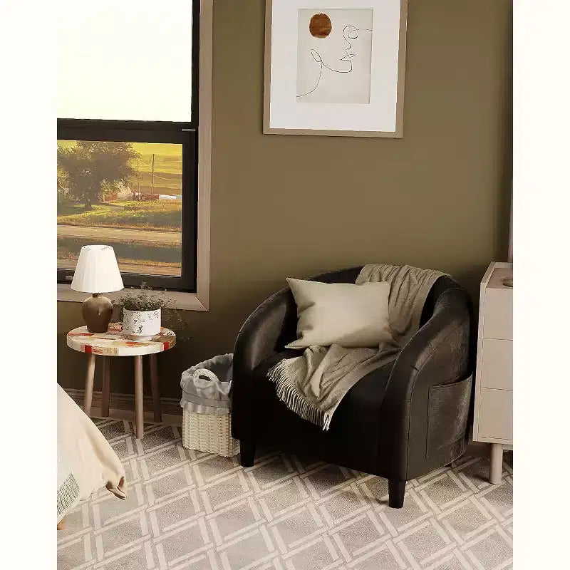 Velvet Accent Barrel Chair, Upholstered Club Chair with Armrests and Soft Padded Seat for Living Room, Bedroom, or Study