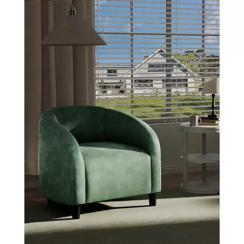 Velvet Accent Barrel Chair, Upholstered Club Chair with Armrests and Soft Padded Seat for Living Room, Bedroom, or Study