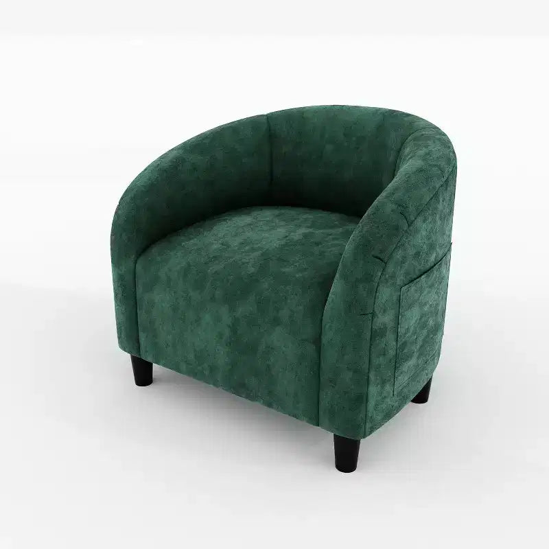 Velvet Accent Barrel Chair, Upholstered Club Chair with Armrests and Soft Padded Seat for Living Room, Bedroom, or Study