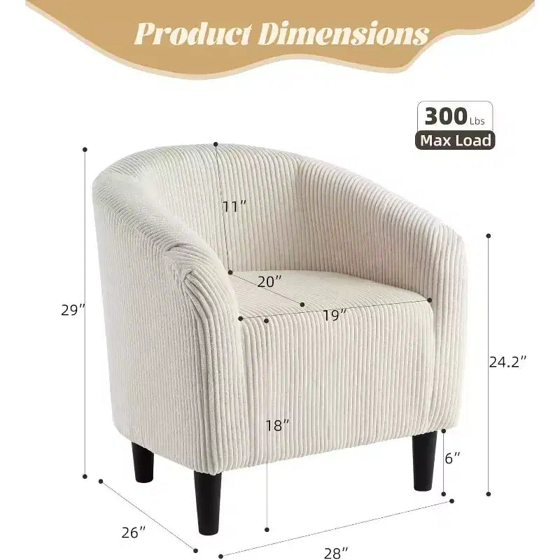 Velvet Accent Barrel Chair, Upholstered Club Chair with Armrests and Soft Padded Seat for Living Room, Bedroom, or Study