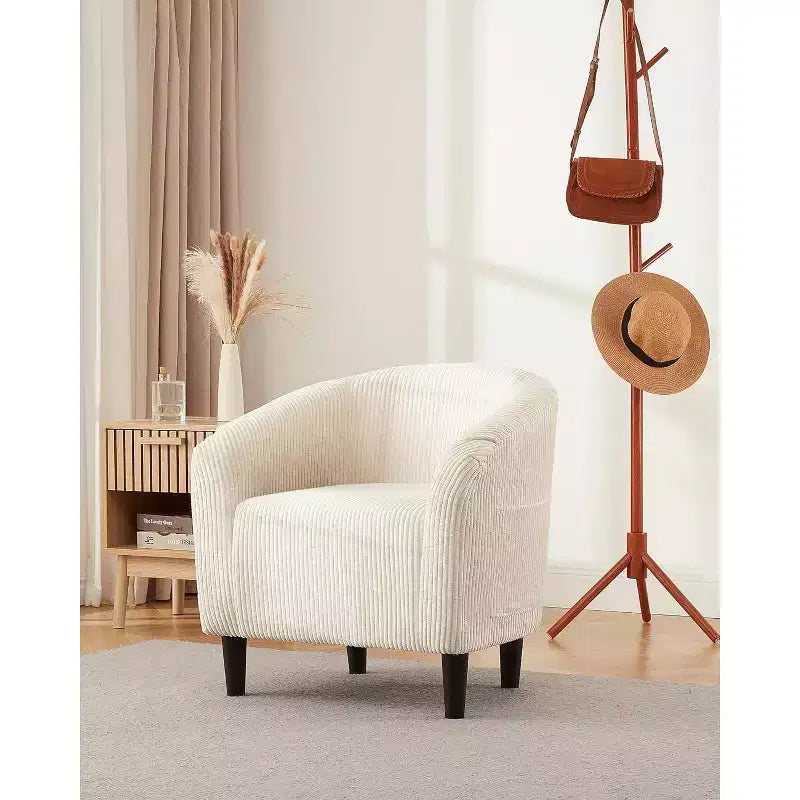 Velvet Accent Barrel Chair, Upholstered Club Chair with Armrests and Soft Padded Seat for Living Room, Bedroom, or Study