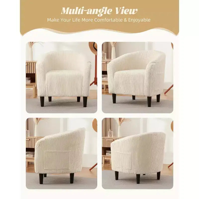 Velvet Accent Barrel Chair, Upholstered Club Chair with Armrests and Soft Padded Seat for Living Room, Bedroom, or Study
