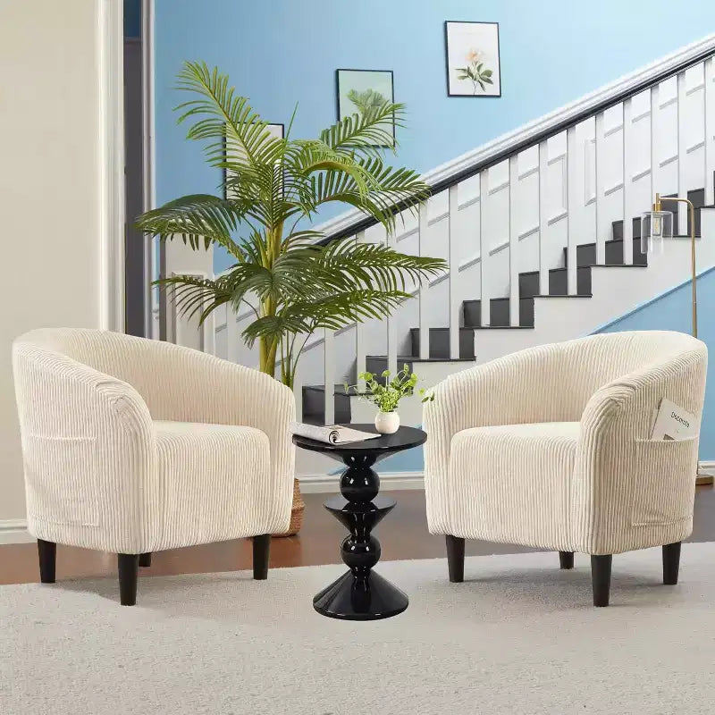 Velvet Accent Barrel Chair, Upholstered Club Chair with Armrests and Soft Padded Seat for Living Room, Bedroom, or Study
