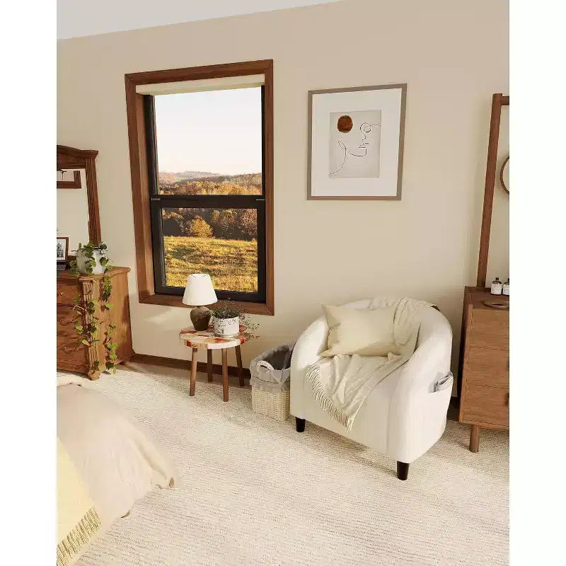 Velvet Accent Barrel Chair, Upholstered Club Chair with Armrests and Soft Padded Seat for Living Room, Bedroom, or Study